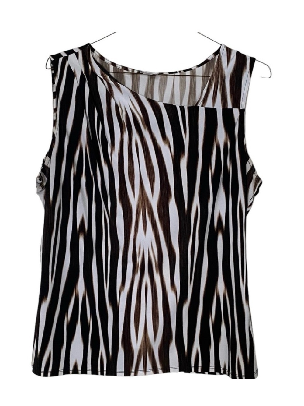 Worthington Black, White & Brown Zebra-Stripe Sleeveless Tank